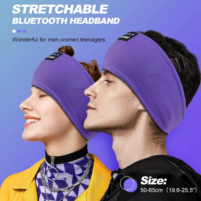 Airy Purple Bluetooth Headband: Flexible fabric and fit