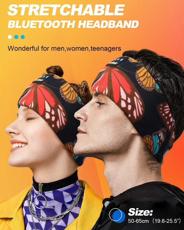 Artistic Butterfly Bluetooth Headband: Worn headband profile