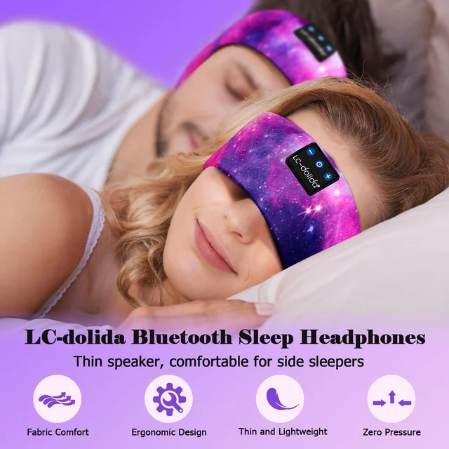 Purple Bluetooth Headband: Worn headband profile